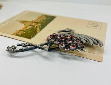 Vintage Silver Tone Pink Rhinestone Flamingo Brooch Jewelry Bloomers and Frocks